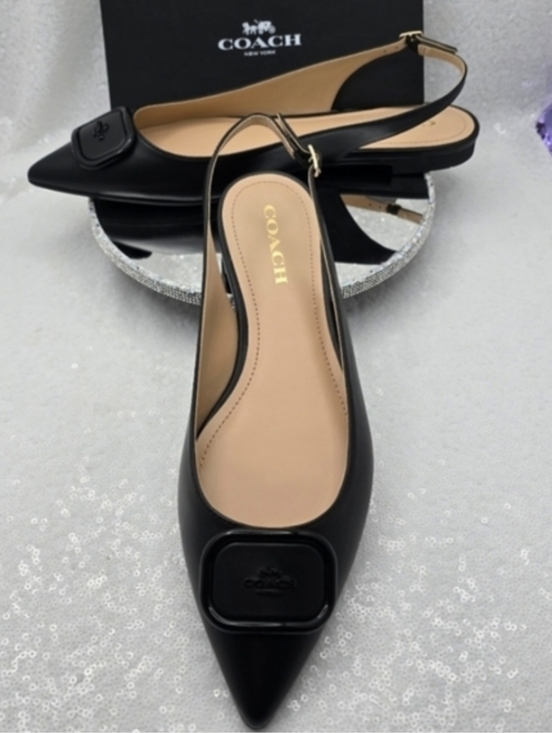 Coach Shoes - Coach Veda Class Slingback Flats Black Leather Women's 10